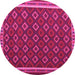 Round Machine Washable Oriental Pink Traditional Rug, wshcon2252pnk