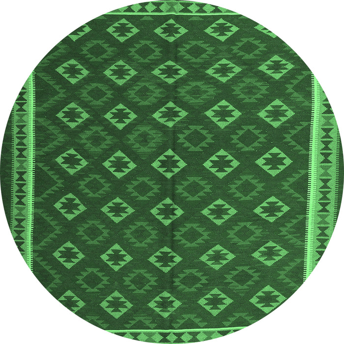 Round Oriental Emerald Green Traditional Rug, con2252emgrn