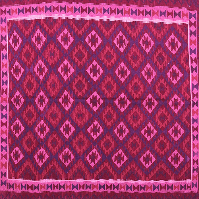 Square Machine Washable Oriental Pink Traditional Rug, wshcon2252pnk