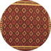 Round Machine Washable Oriental Brown Traditional Rug, wshcon2252brn