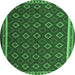 Round Machine Washable Oriental Emerald Green Traditional Area Rugs, wshcon2252emgrn