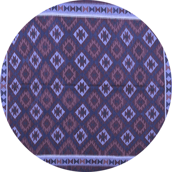 Round Machine Washable Oriental Blue Traditional Rug, wshcon2252blu