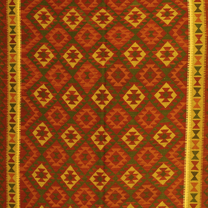 Machine Washable Oriental Yellow Traditional Rug, wshcon2252yw