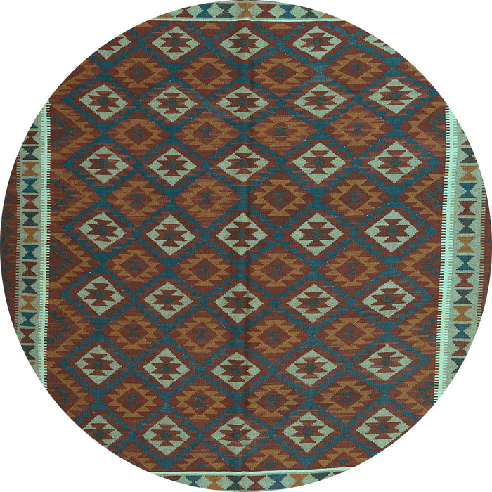 Round Oriental Light Blue Traditional Rug, con2252lblu
