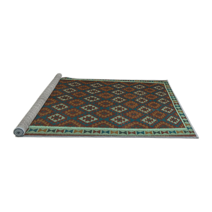 Sideview of Machine Washable Oriental Light Blue Traditional Rug, wshcon2252lblu