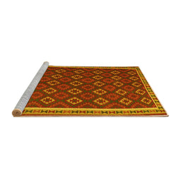 Sideview of Machine Washable Oriental Yellow Traditional Rug, wshcon2252yw