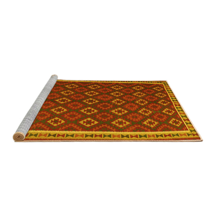 Sideview of Machine Washable Oriental Yellow Traditional Rug, wshcon2252yw