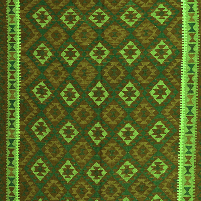 Serging Thickness of Machine Washable Oriental Green Traditional Area Rugs, wshcon2252grn