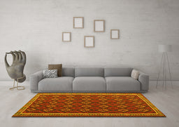 Machine Washable Oriental Yellow Traditional Rug in a Living Room, wshcon2252yw