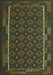 Machine Washable Oriental Turquoise Traditional Area Rugs, wshcon2253turq