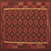 Square Machine Washable Oriental Brown Traditional Rug, wshcon2253brn