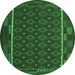 Round Machine Washable Oriental Emerald Green Traditional Area Rugs, wshcon2253emgrn