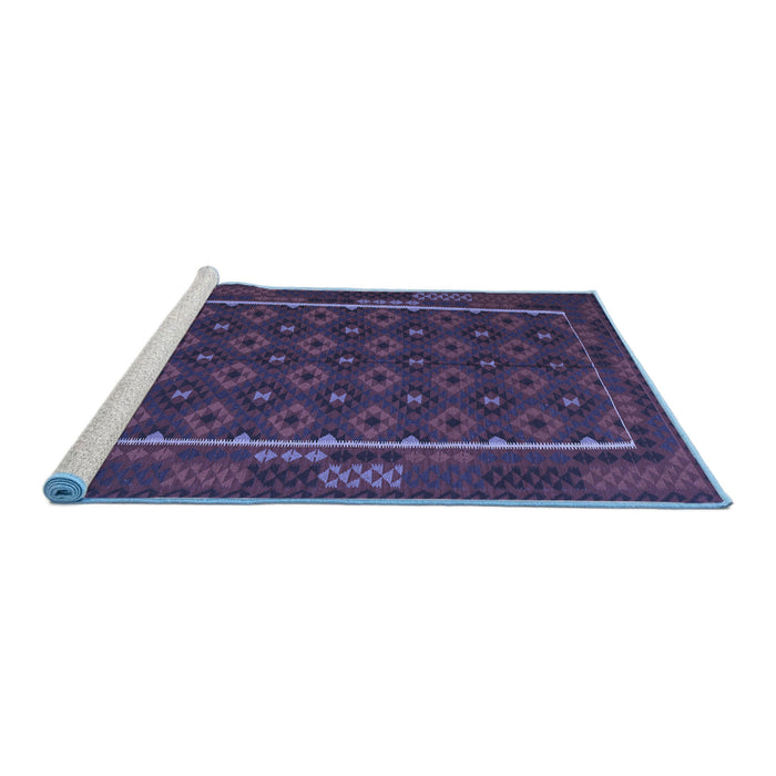 Sideview of Machine Washable Oriental Blue Traditional Rug, wshcon2253blu