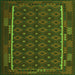 Round Machine Washable Oriental Green Traditional Area Rugs, wshcon2253grn