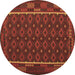 Round Machine Washable Oriental Brown Traditional Rug, wshcon2253brn