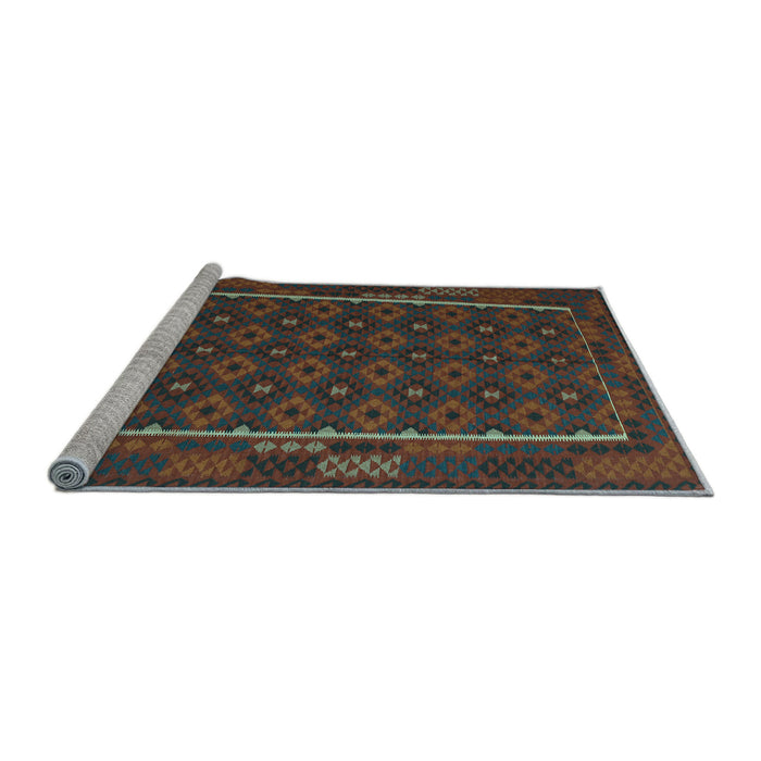 Sideview of Machine Washable Oriental Light Blue Traditional Rug, wshcon2253lblu