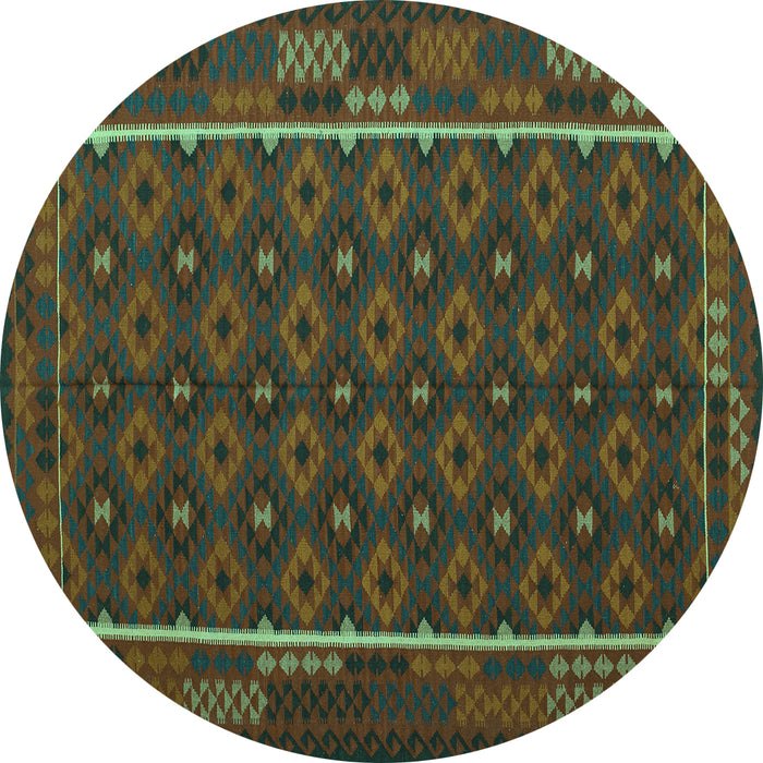 Round Oriental Turquoise Traditional Rug, con2253turq