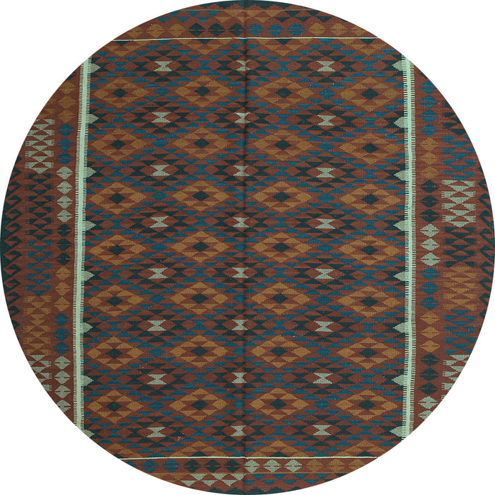 Round Oriental Light Blue Traditional Rug, con2253lblu