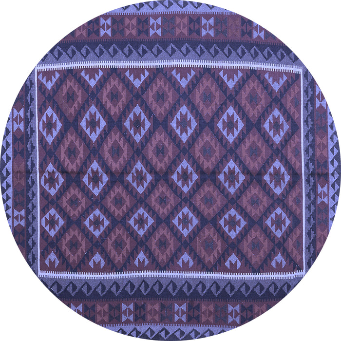 Round Machine Washable Oriental Blue Traditional Rug, wshcon2254blu