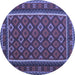 Round Machine Washable Oriental Blue Traditional Rug, wshcon2254blu