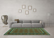 Machine Washable Oriental Turquoise Traditional Area Rugs in a Living Room,, wshcon2254turq