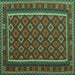 Square Oriental Turquoise Traditional Rug, con2254turq