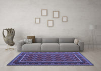 Machine Washable Oriental Blue Traditional Rug, wshcon2254blu