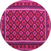 Round Oriental Pink Traditional Rug, con2254pnk