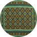 Round Oriental Turquoise Traditional Rug, con2254turq