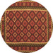 Round Oriental Brown Traditional Rug, con2254brn