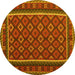 Round Oriental Yellow Traditional Rug, con2254yw