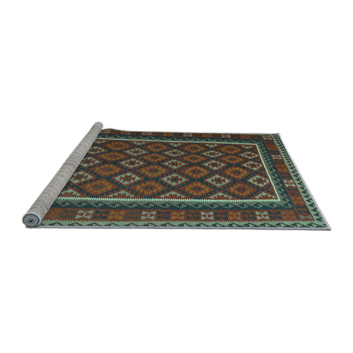 Sideview of Machine Washable Oriental Light Blue Traditional Rug, wshcon2254lblu