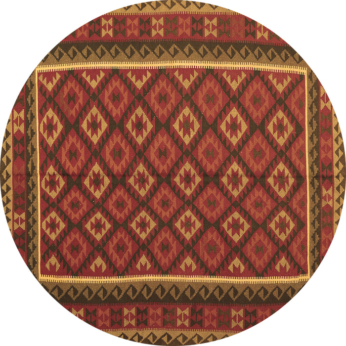 Round Machine Washable Oriental Brown Traditional Rug, wshcon2254brn