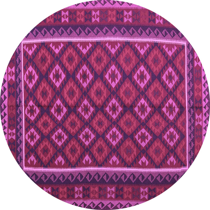 Round Machine Washable Oriental Purple Traditional Area Rugs, wshcon2254pur