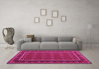 Machine Washable Oriental Pink Traditional Rug, wshcon2254pnk