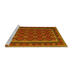 Sideview of Machine Washable Oriental Yellow Traditional Rug, wshcon2254yw