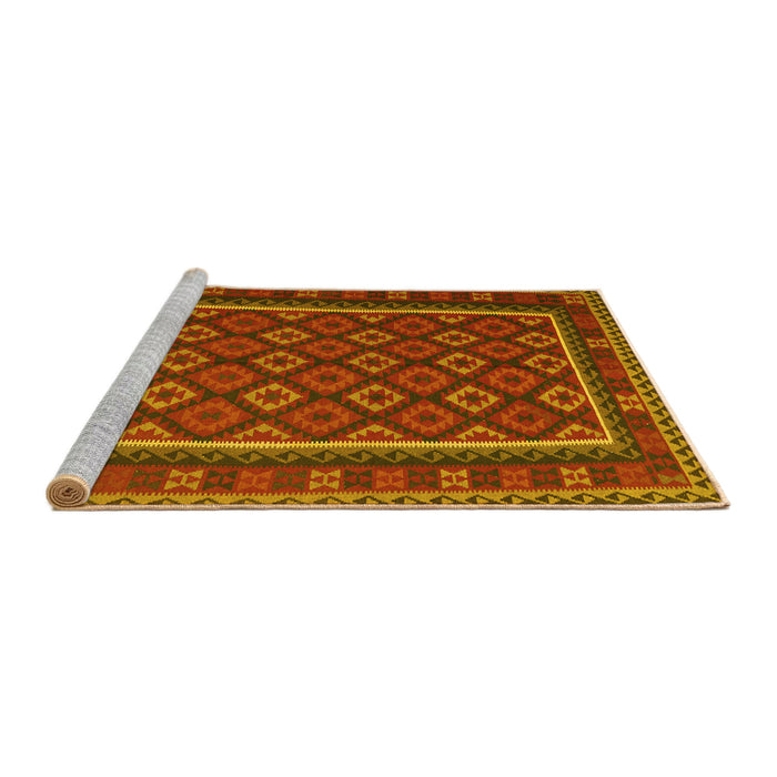 Sideview of Machine Washable Oriental Yellow Traditional Rug, wshcon2254yw