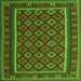 Round Machine Washable Oriental Green Traditional Area Rugs, wshcon2254grn