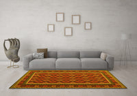 Machine Washable Oriental Yellow Traditional Rug, wshcon2254yw