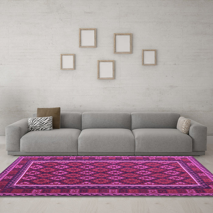 Machine Washable Oriental Purple Traditional Area Rugs in a Living Room, wshcon2254pur