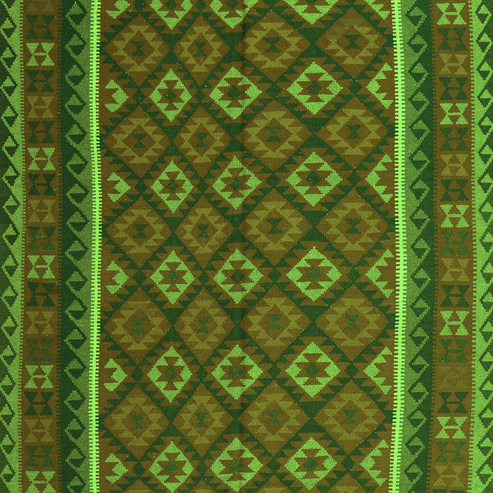 Serging Thickness of Machine Washable Oriental Green Traditional Area Rugs, wshcon2254grn