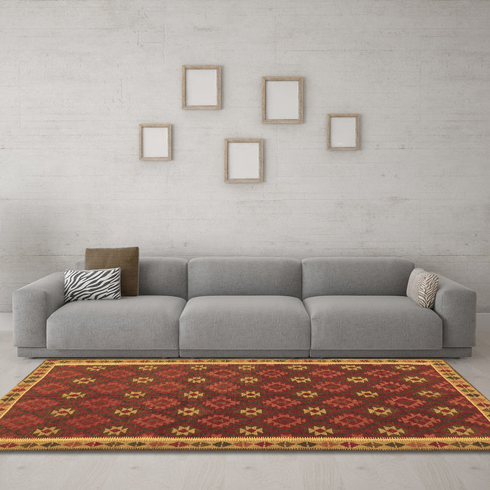 Machine Washable Oriental Brown Traditional Rug in a Living Room,, wshcon2255brn