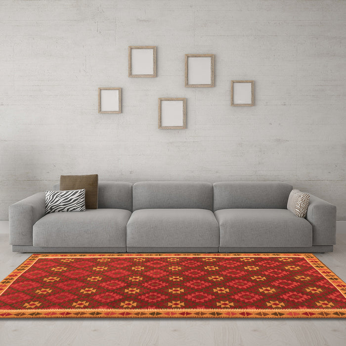 Machine Washable Oriental Orange Traditional Area Rugs in a Living Room, wshcon2255org