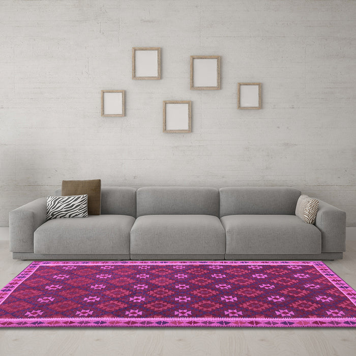 Machine Washable Oriental Purple Traditional Area Rugs in a Living Room, wshcon2255pur
