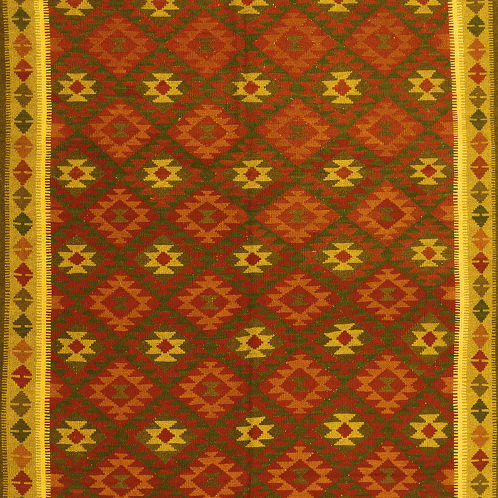 Machine Washable Oriental Yellow Traditional Rug, wshcon2255yw