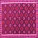 Square Machine Washable Oriental Pink Traditional Rug, wshcon2255pnk