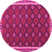 Round Machine Washable Oriental Pink Traditional Rug, wshcon2255pnk