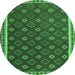 Round Machine Washable Oriental Emerald Green Traditional Area Rugs, wshcon2255emgrn