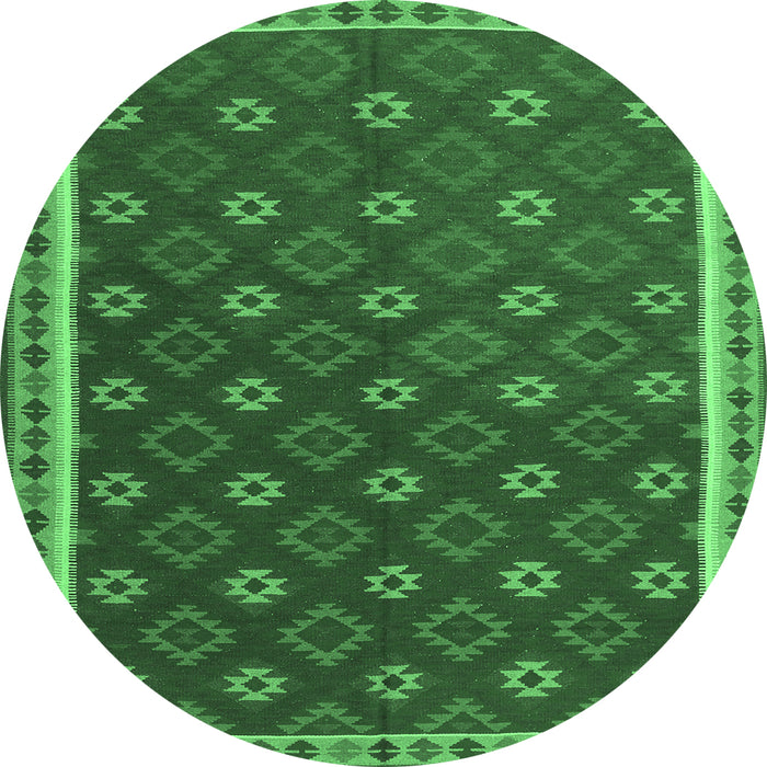 Round Oriental Emerald Green Traditional Rug, con2255emgrn