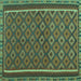 Square Machine Washable Oriental Turquoise Traditional Area Rugs, wshcon2256turq